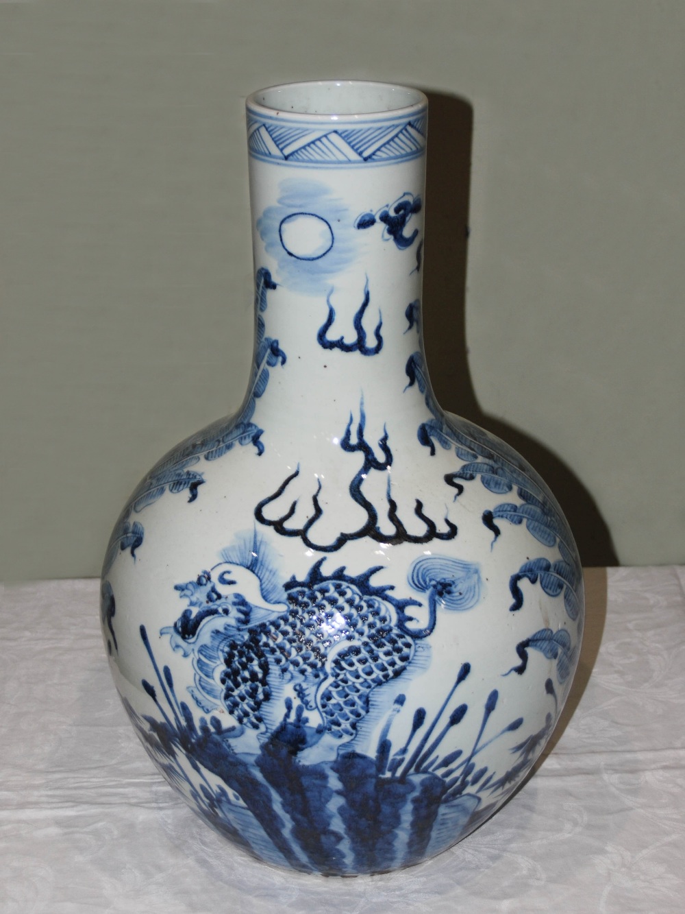 A pair of decorative Chinese blue and white porcelain bottle vases, decorated in the Ming style with - Image 9 of 13