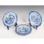 Six assorted Chinese porcelain blue and white octagonal shaped plates, Qing Dynasty, similarly