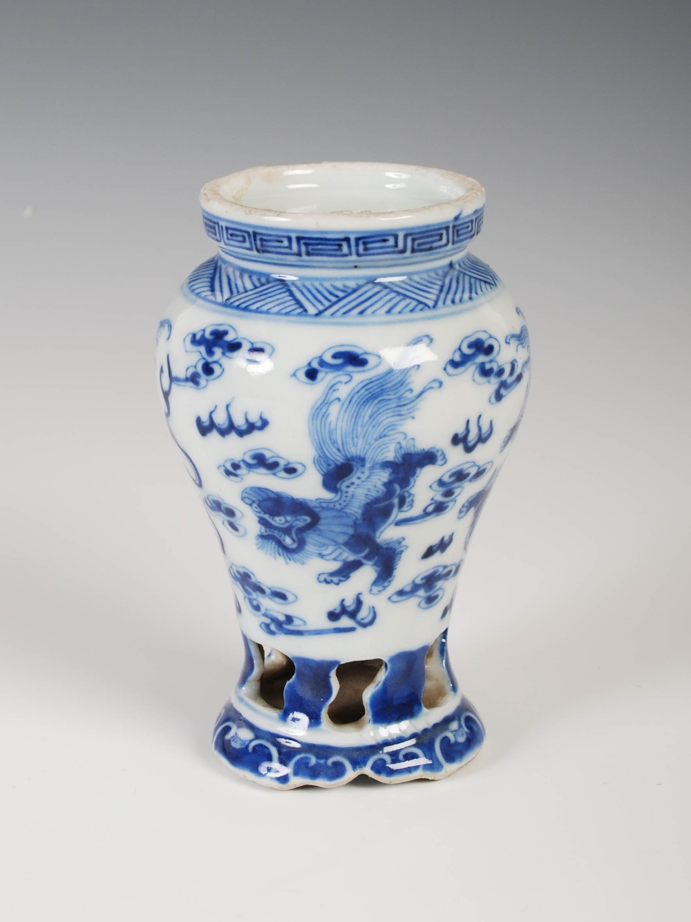 A Chinese porcelain blue and white incense burner stand, late 19th/ early 20th century, decorated - Image 2 of 9