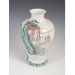 A Chinese porcelain famille rose Meiping vase, Qianlong seal mark but later, decorated with