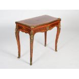 A late 19th century Continental rosewood, parquetry and gilt metal mounted card table, the