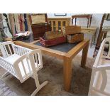 Modern oak & marble top dining table