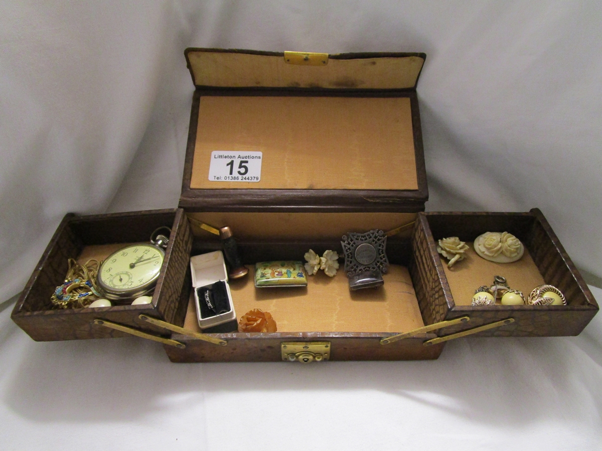 Jewellery box and contents to include gold & silver