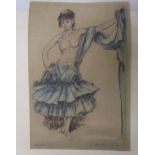 Sir William Russell Flint - Original crayon drawing (Image size 18cm x 27cm)