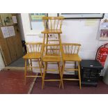 4 beech stools with backs