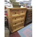 Mexican pine chest of 2 over 3 drawers