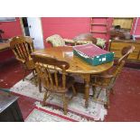 Pine extending table and 4 chairs