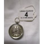 Small Victorian silver fob watch with gold detail