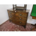 Victorian mahogany bow front chest of 2 over 2 drawers