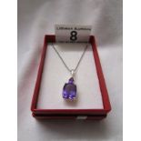 Amethyst pendant on silver chain