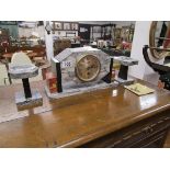 Art Deco marble clock garniture