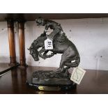 Bronze on marble base - 'Rattlesnake' after Frederic Remington