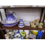Jug & bowl set, pair of Poole plates and David Winter cottages