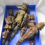 5 treen carved temple Gods