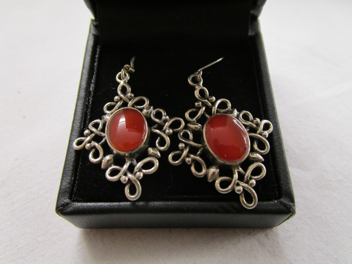 Pair of silver stone set earrings