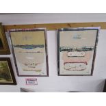 Pair of interesting L/E & signed framed collages