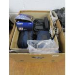 Box of cameras and equipment