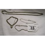 Silver necklace and 3 silver bracelets