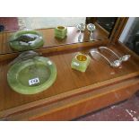 Onyx pheasant ashtray, onyx pot and 2 Mappin & Webb ladles