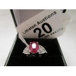 White gold ruby & diamond set ring