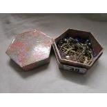 Small box of costume jewellery to include silver