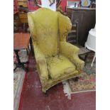 Well shaped antique wingback armchair A/F
