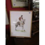 Watercolour - Horse and jockey by Liz Jackson