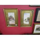 Pair of watercolours - Cottages by W Hayes