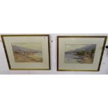 Pair of watercolours - Coastal scenes by A Coleman (dated 1894)