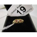 Antique 18ct gold ruby & diamond 5 stone ring