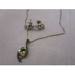 Silver pendant & chain with matching earrings
