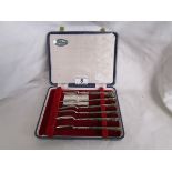 Cased pastry forks with silver handles