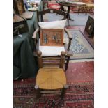 Armchair, child's chair and relief plaque