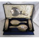 Cased silver brush & mirror set