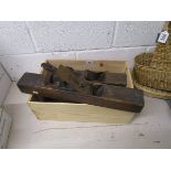 Box of vintage woodworking planes