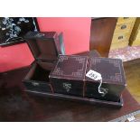 Set of 3 Oriental storage boxes on tray