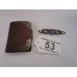 Miniature silver bound notepad & bar brooch
