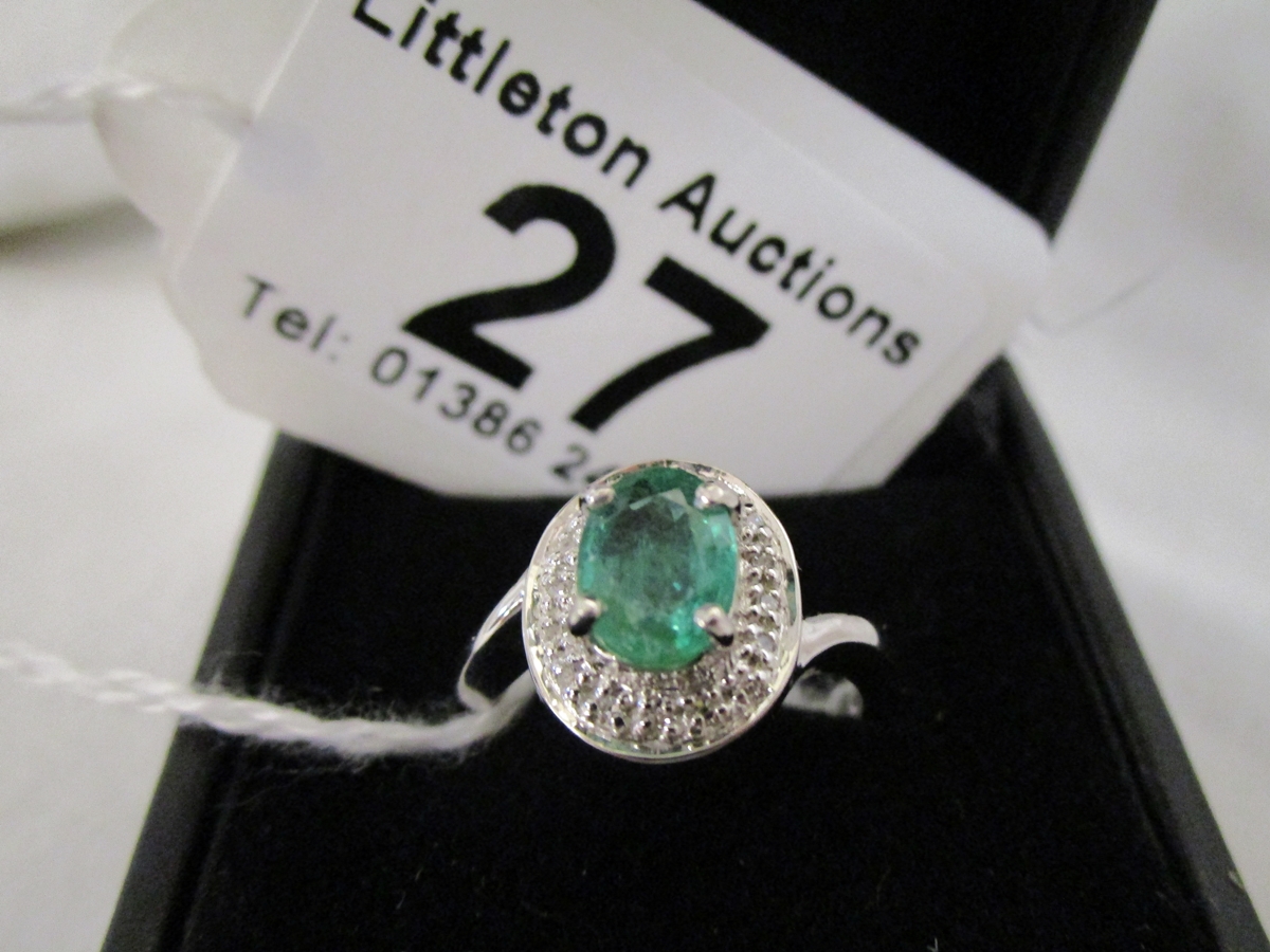 18ct emerald and diamond set ring