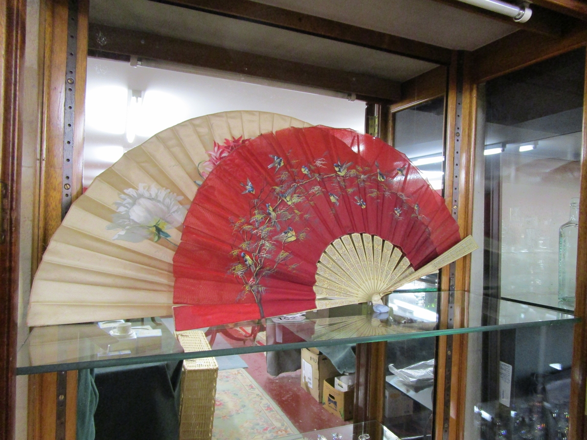 2 Victorian painted fans