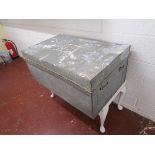 Large galvanised metal tool chest