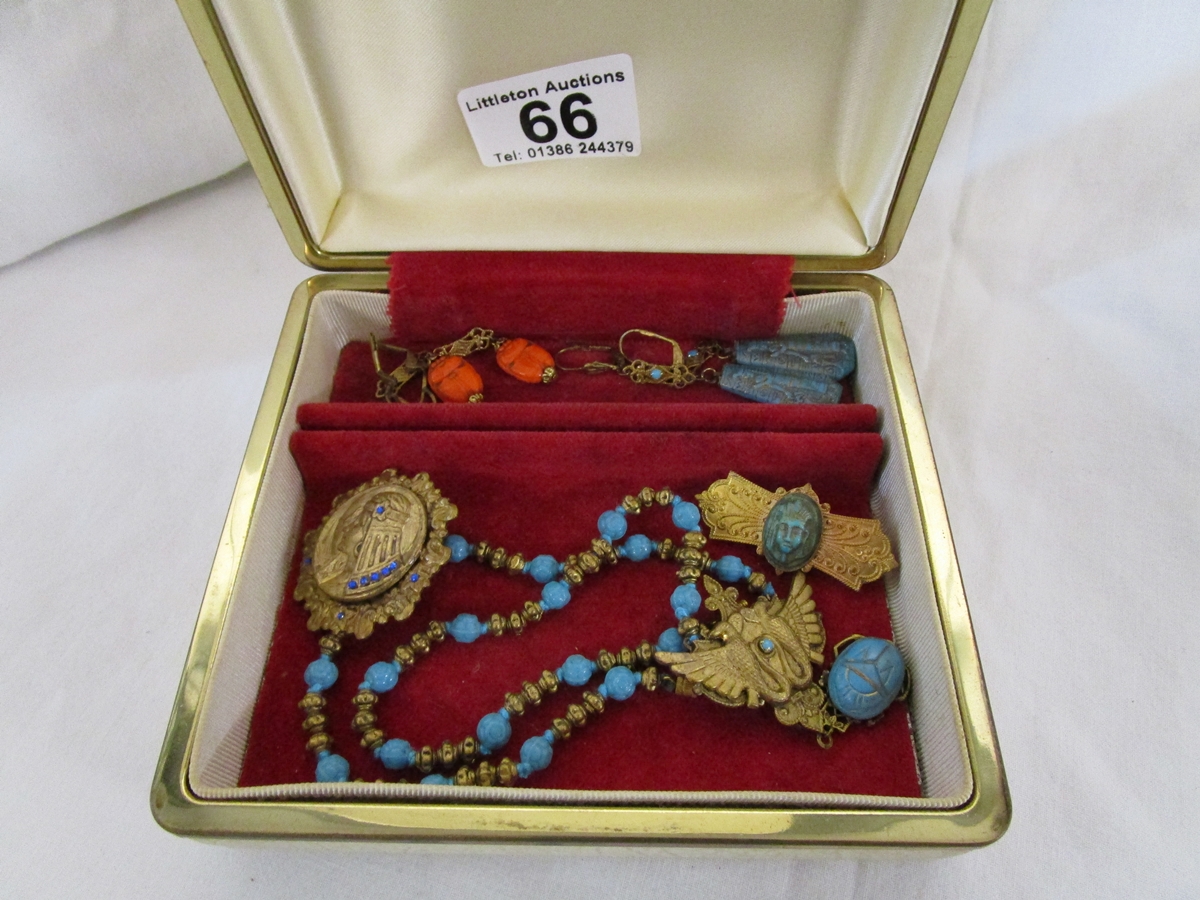 Box of Egyptian Revival jewellery