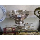 Silver plated punch bowl and cutlery to include some silver