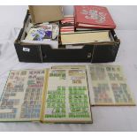 STAMPS - Large box of albums, stock books etc to include 1897 Stanley Gibbons book of foreign