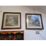 Pair of oak framed Oriental pictures