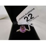 18ct amethyst & diamond set ring