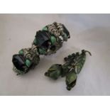 Green stone bracelet & brooch