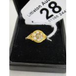 18ct antique diamond & seedpearl ring