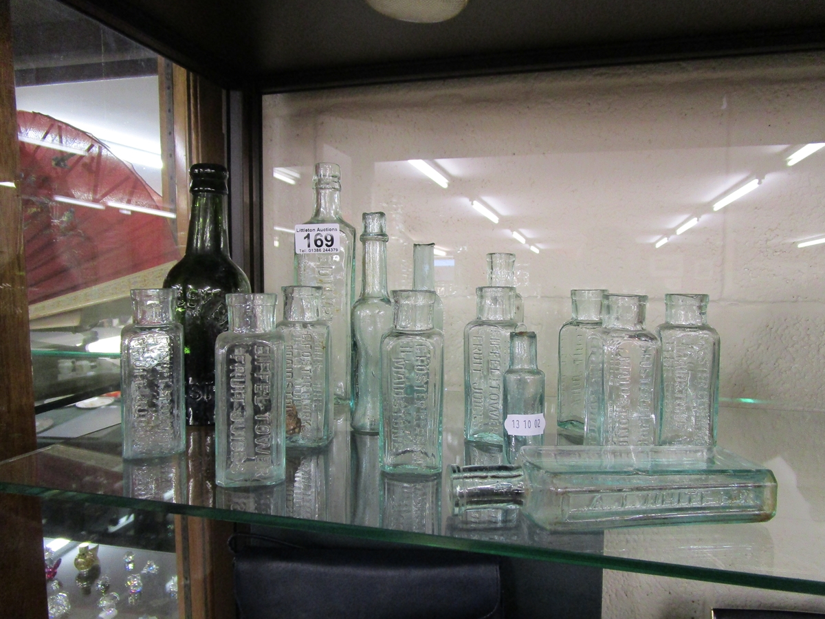 Collection of old glass chemist bottles