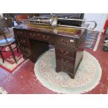 Mahogany leather top pedestal desk