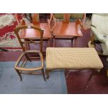 Edwardian bedroom chair A/F and duet stool